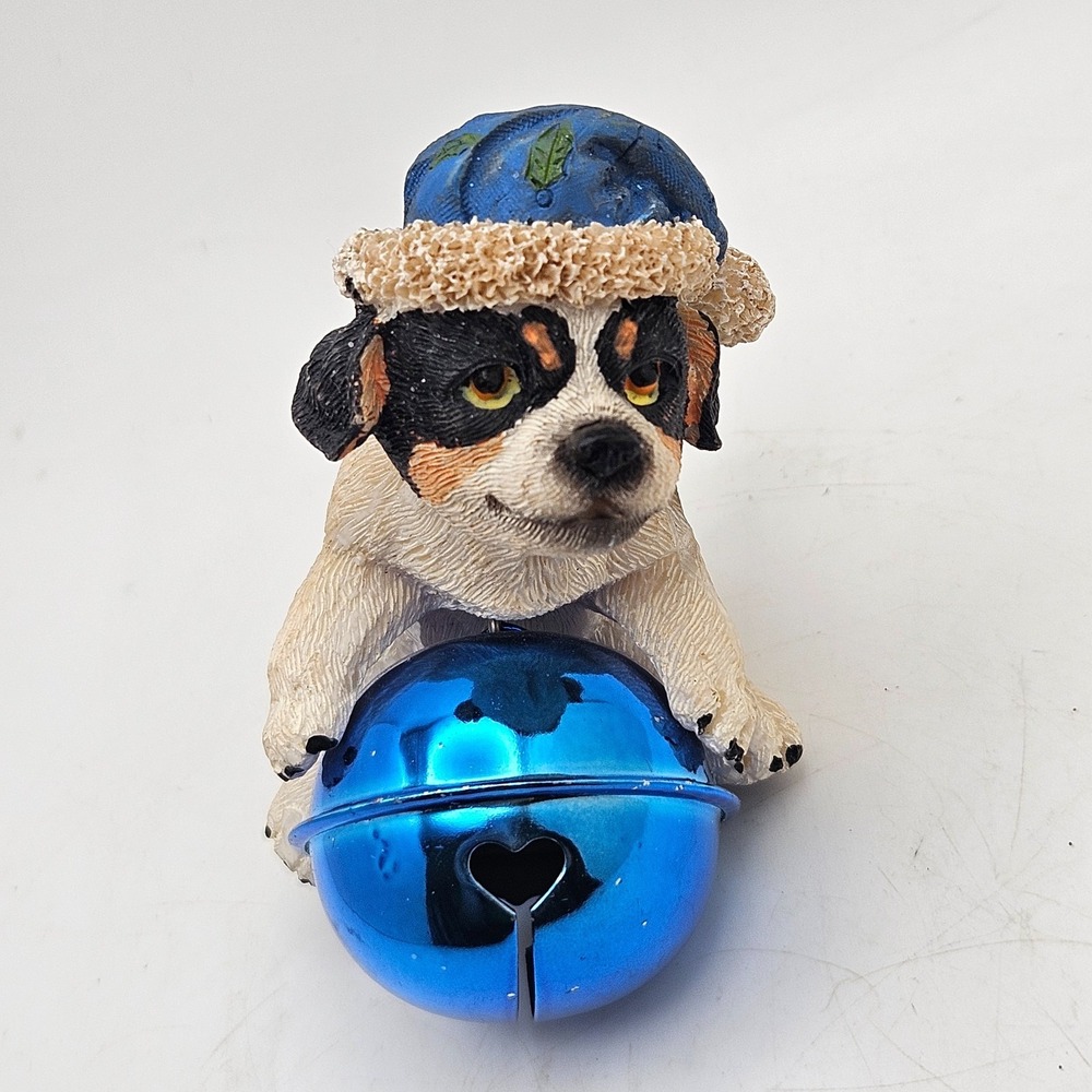 Vintage Dog Christmas Ornament Blue Jingle‎ Bell Puppy